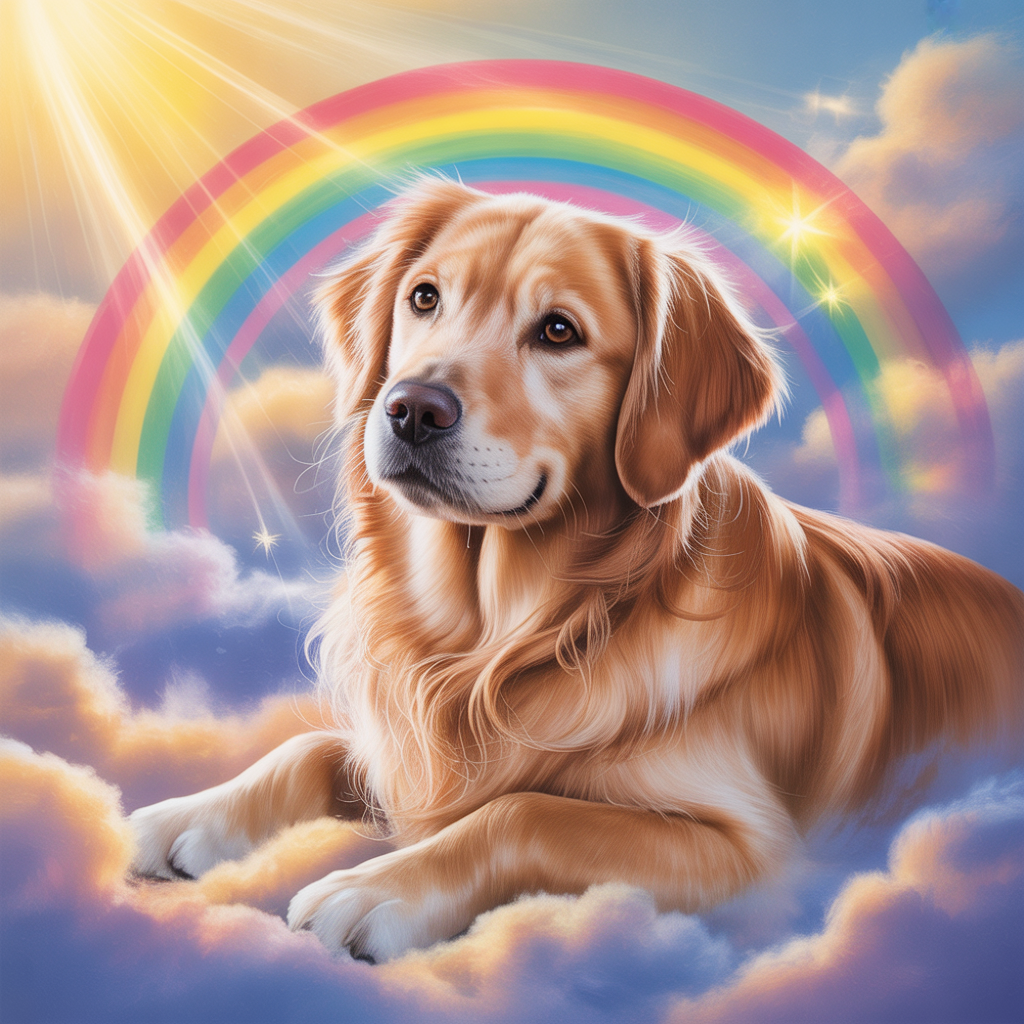 Rainbow Bridge memorial portrait of a dog